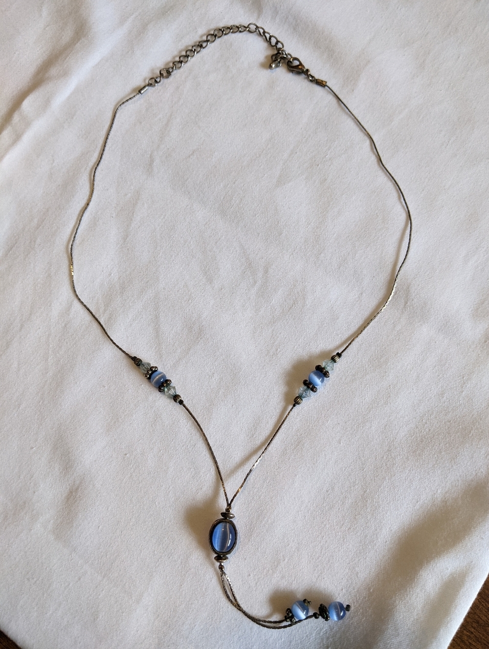Silver-Tone Blue Bead Lariat Necklace - Women's Jewelry